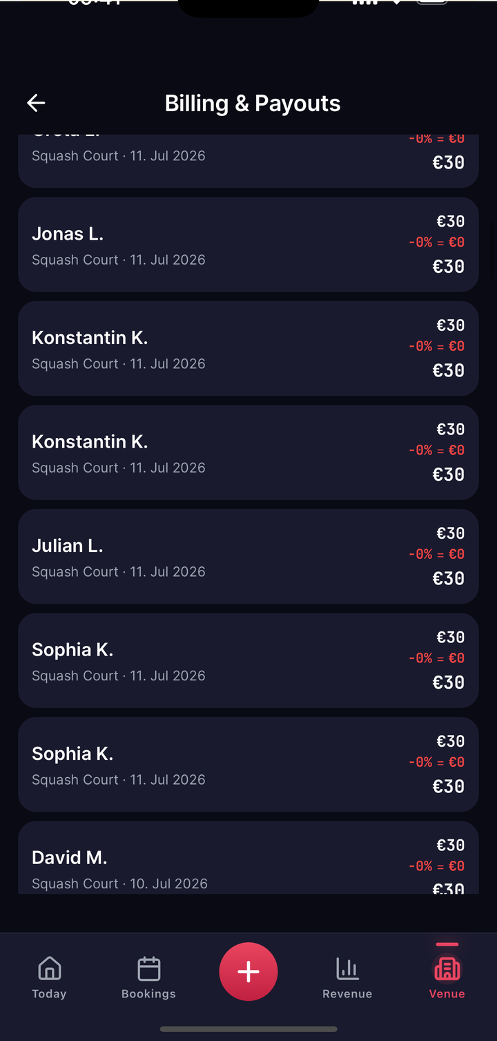 OwnerToday: revenue shown at base price (operator view)