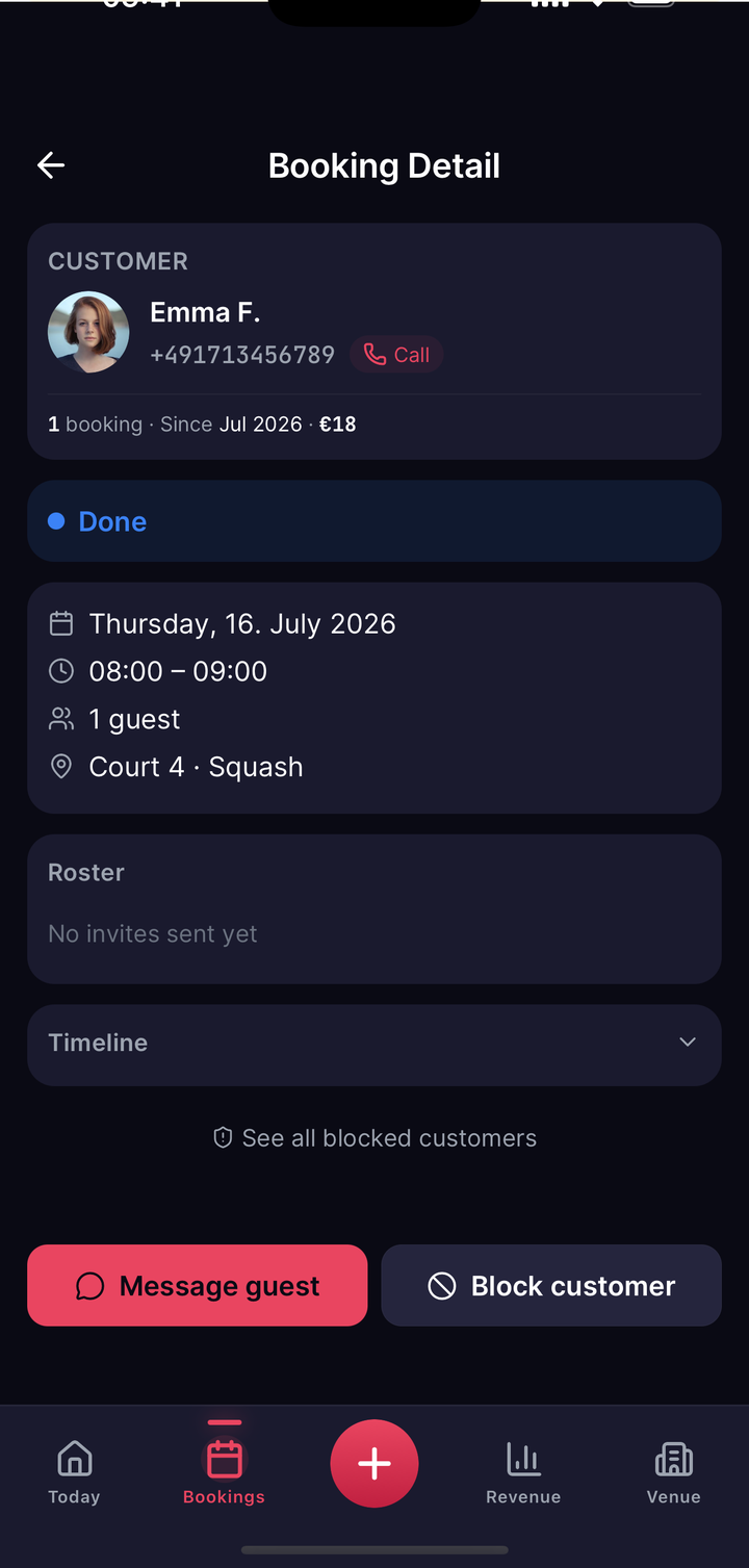 OwnerBookingDetailScreen customer summary stats