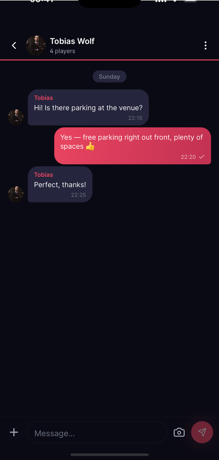 ChatScreen venue channel